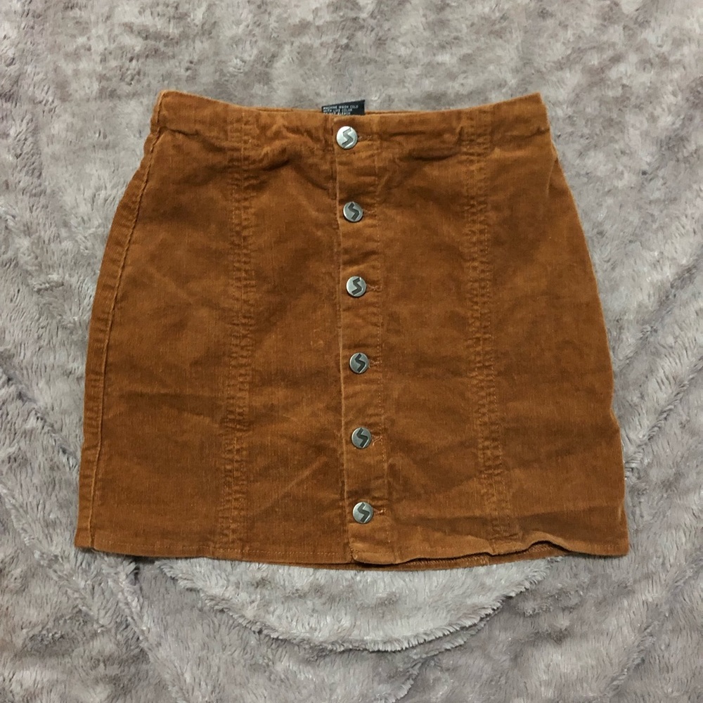 XS button mini skirt corduroy Tillys